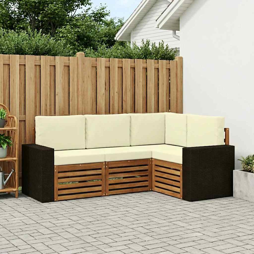 Ensembles de canapés avec coussin 4 pcs Bois d'Acacia Massif - XIOS