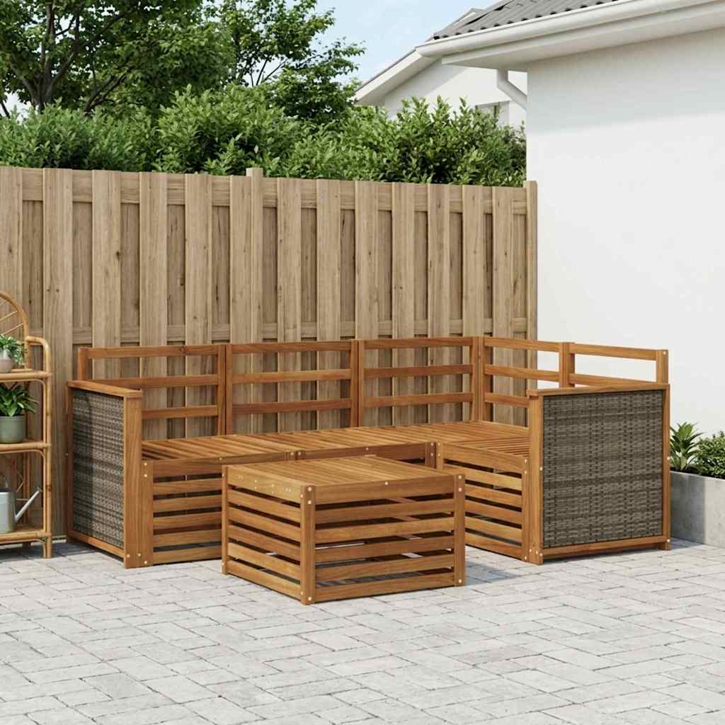 Ensemble de canapés d'extérieur 5 pc Naturel Polyester