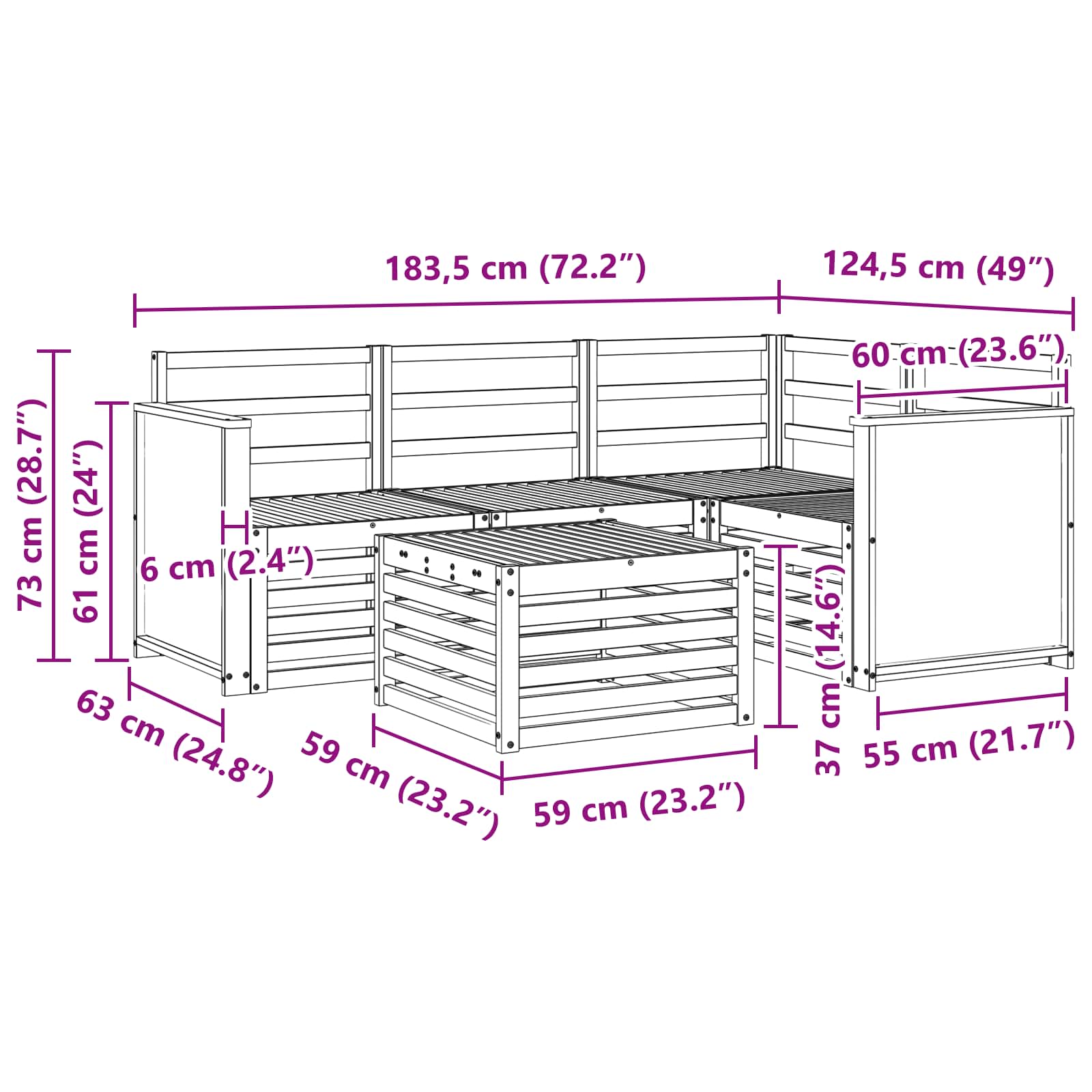 Ensemble de canapés d'extérieur 5 pc Naturel Polyester