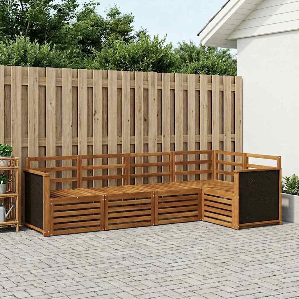 Ensemble de canapé d'angle 4 pcs Naturel Bois d'Acacia Massif - XIOS