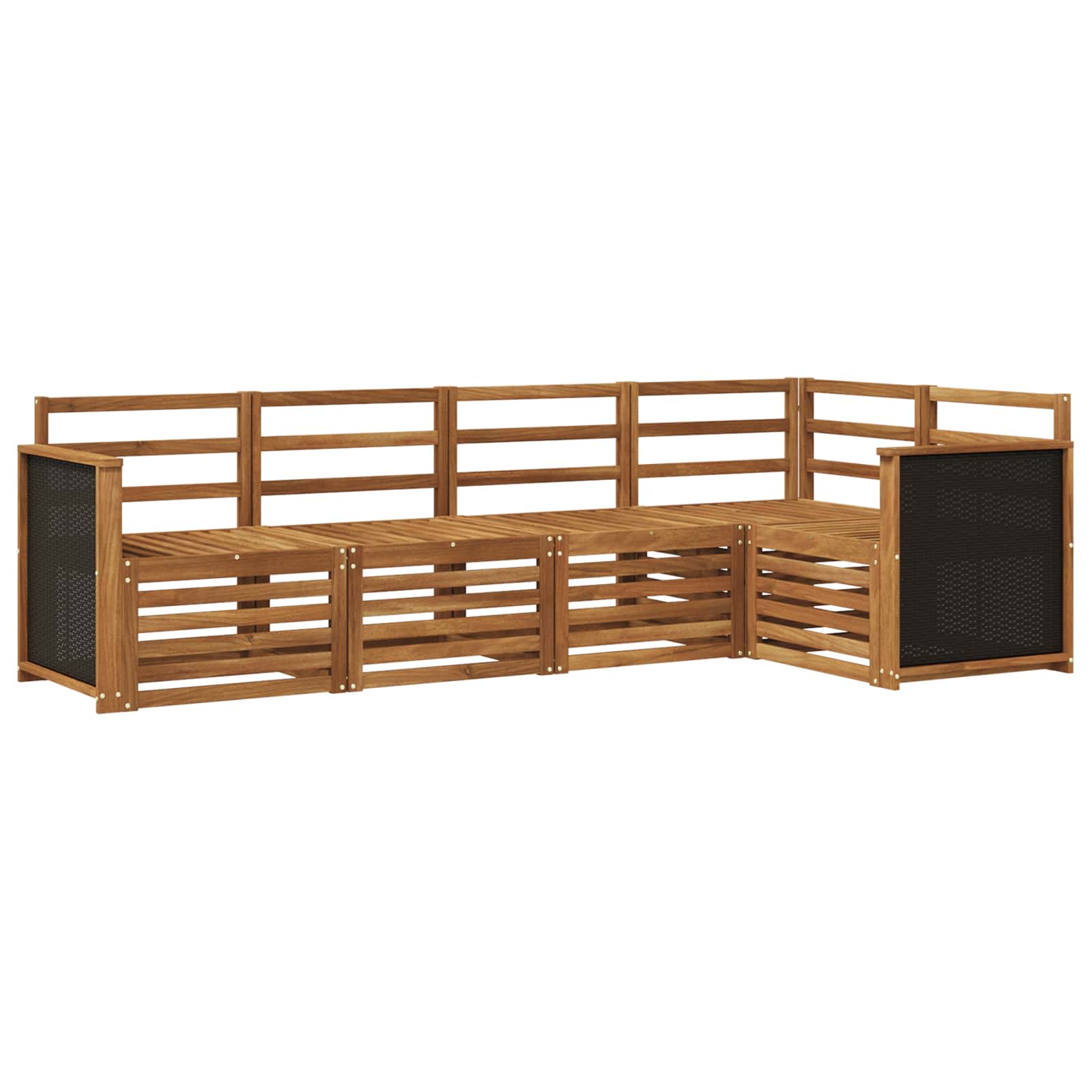 Ensemble de canapé d'angle 4 pcs Naturel Bois d'Acacia Massif - XIOS