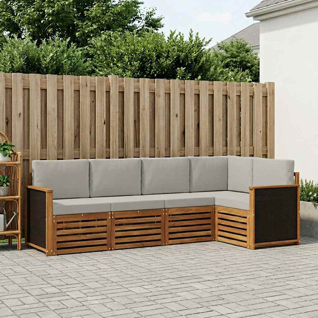 Ensemble de canapé d'angle 4 pcs Naturel et gris clair - XIOS