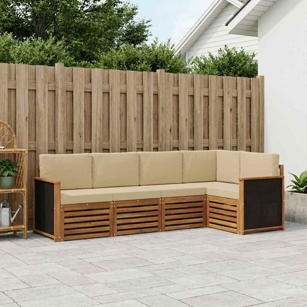 Ensemble de canapé d'angle avec coussin 4 pcs Naturel - XIOS