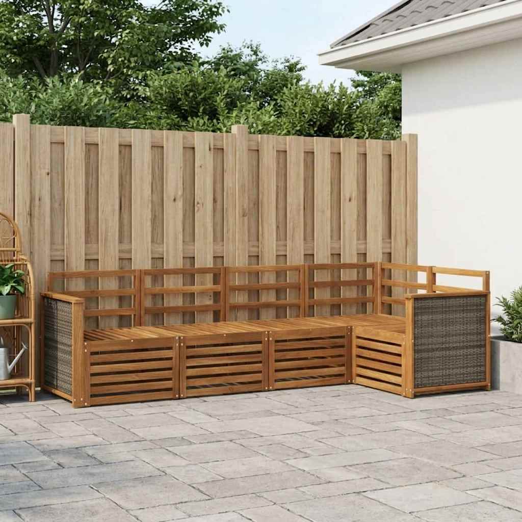 Ensemble de canapé d'angle 4 pcs Naturel Bois d'Acacia Massif - XIOS