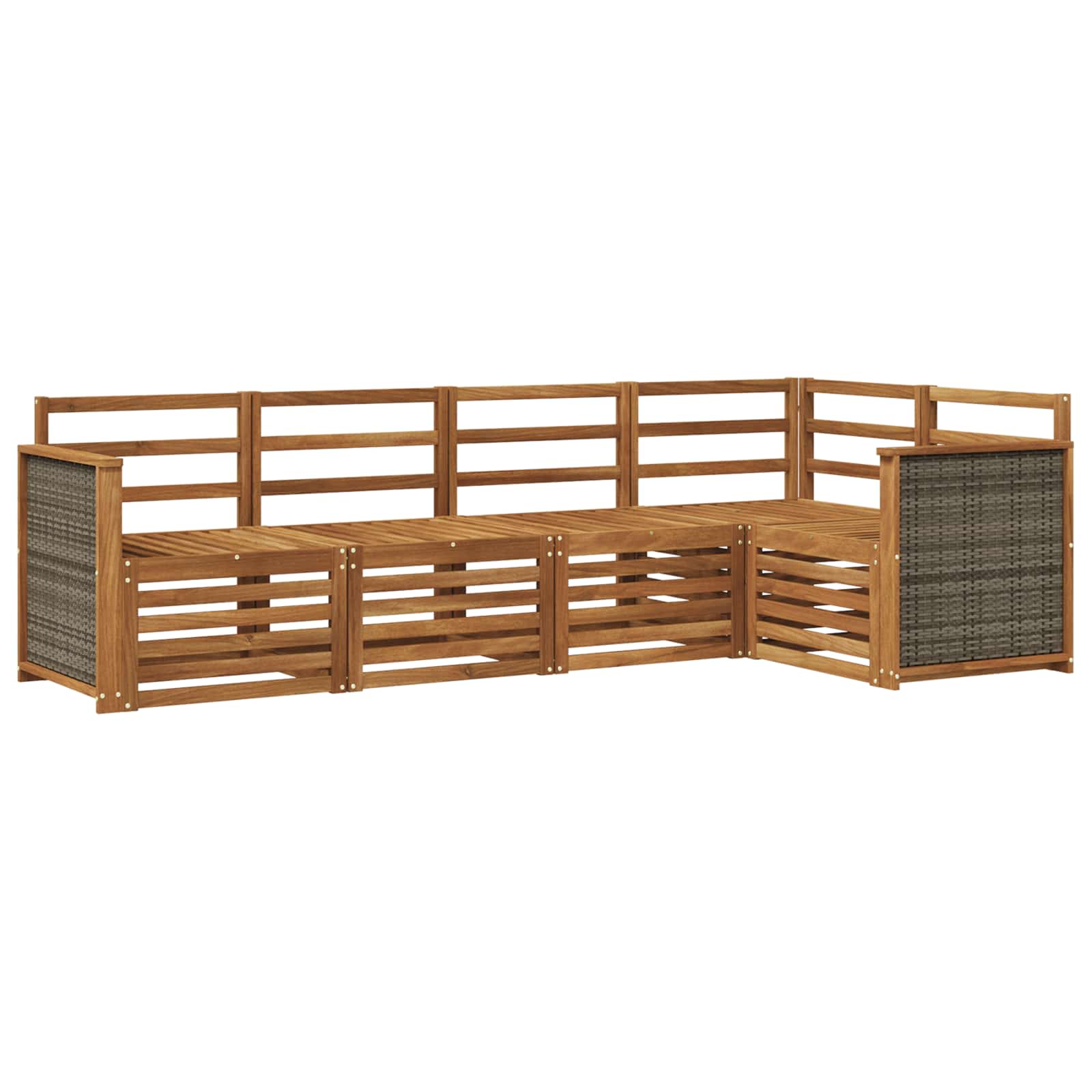 Ensemble de canapé d'angle 4 pcs Naturel Bois d'Acacia Massif - XIOS