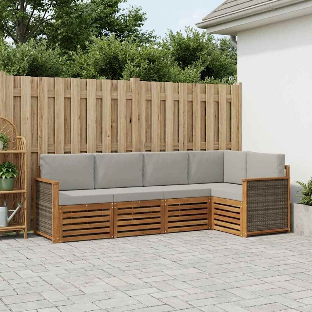 Ensemble de canapé d'angle 4 pcs Naturel et gris clair - XIOS