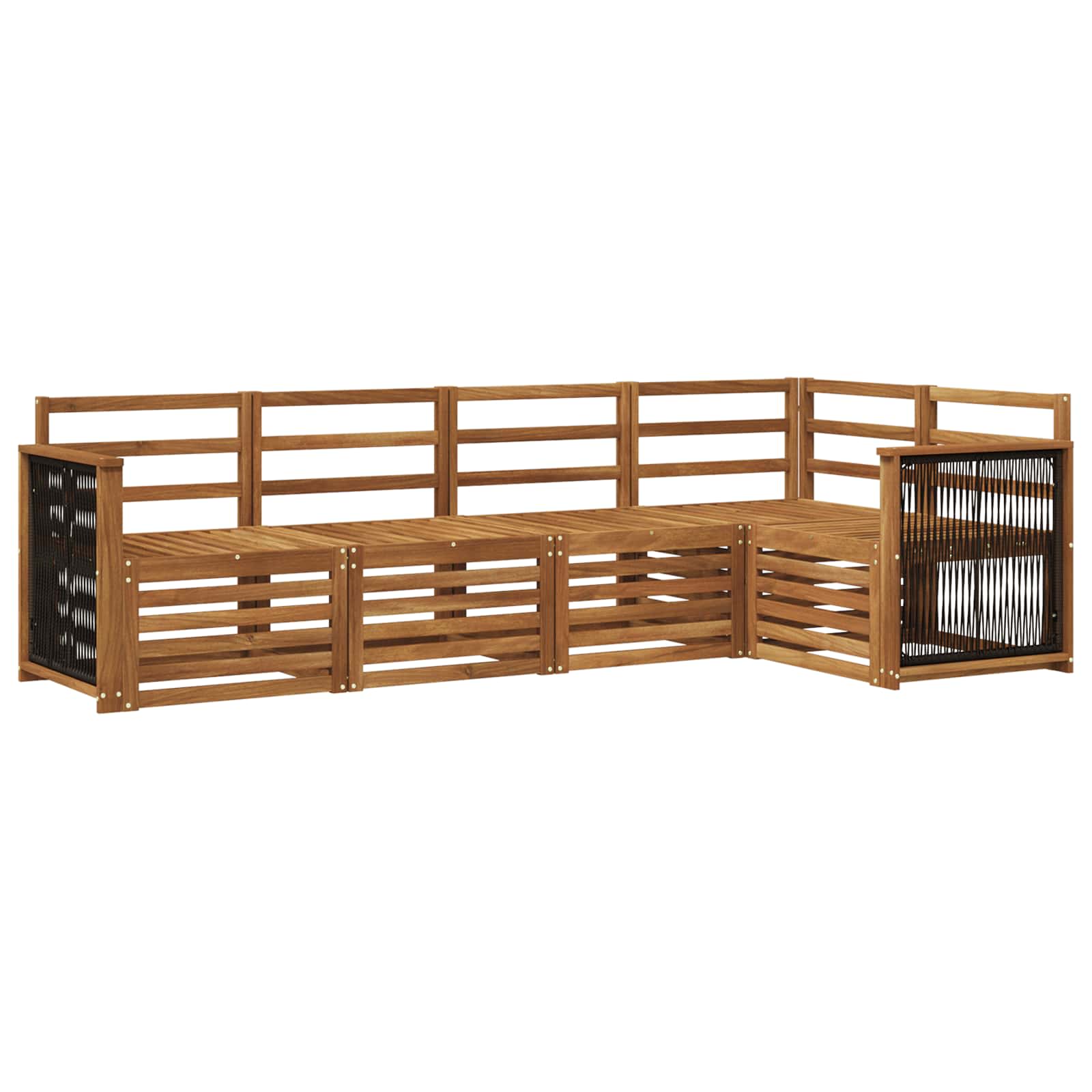 Ensemble de canapé d'angle 4 pcs Naturel Bois d'Acacia Massif - XIOS