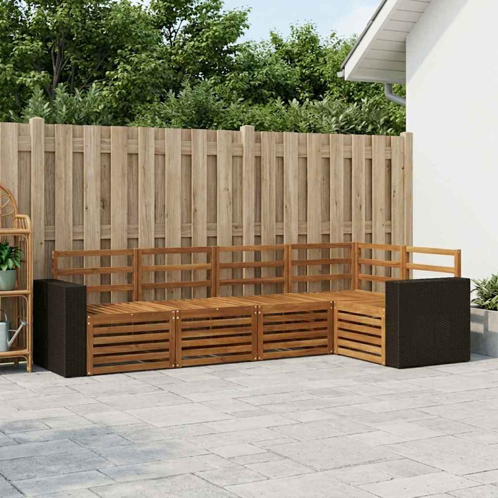 Ensemble de canapé d'angle 5 pcs Naturel Bois d'Acacia Massif - XIOS