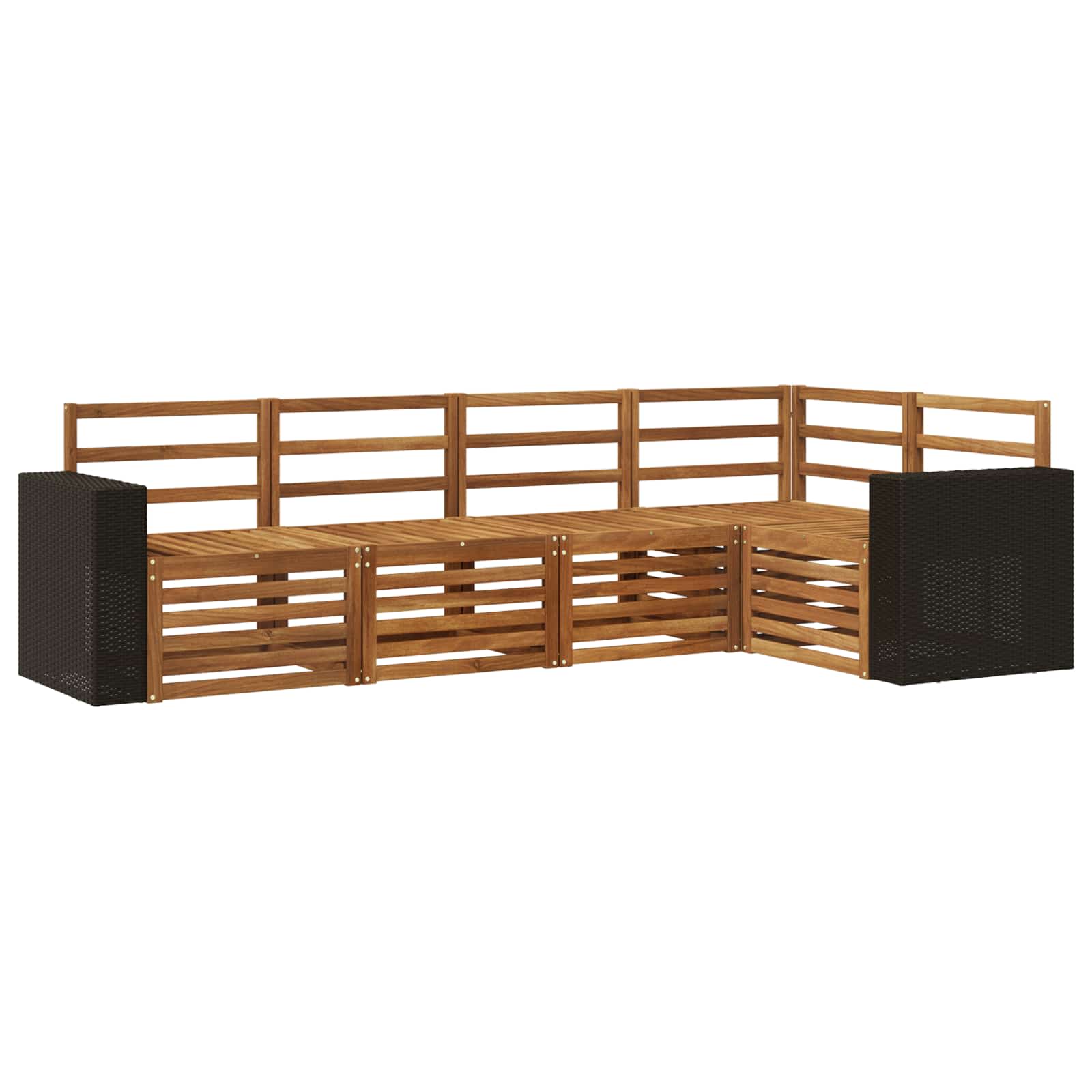 Ensemble de canapé d'angle 5 pcs Naturel Bois d'Acacia Massif - XIOS