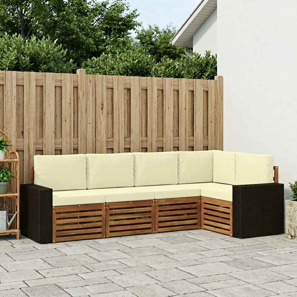 Ensemble de canapé d'angle avec coussin 5 pcs Naturel et Crème - XIOS