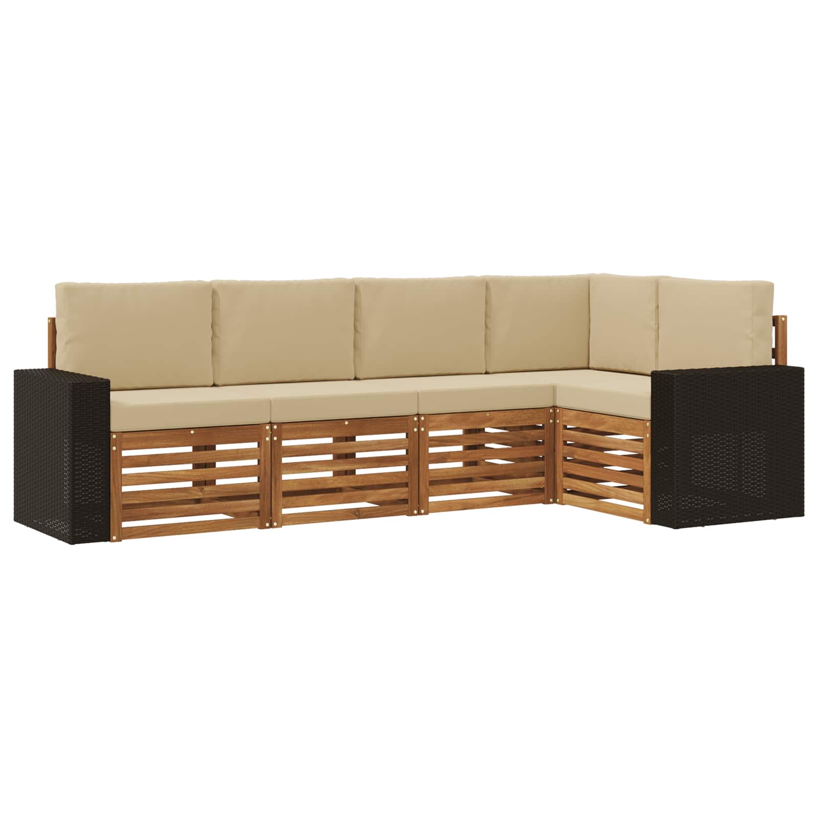 Ensemble de canapés d'extérieur 5 pc Naturel et Beige Polyester