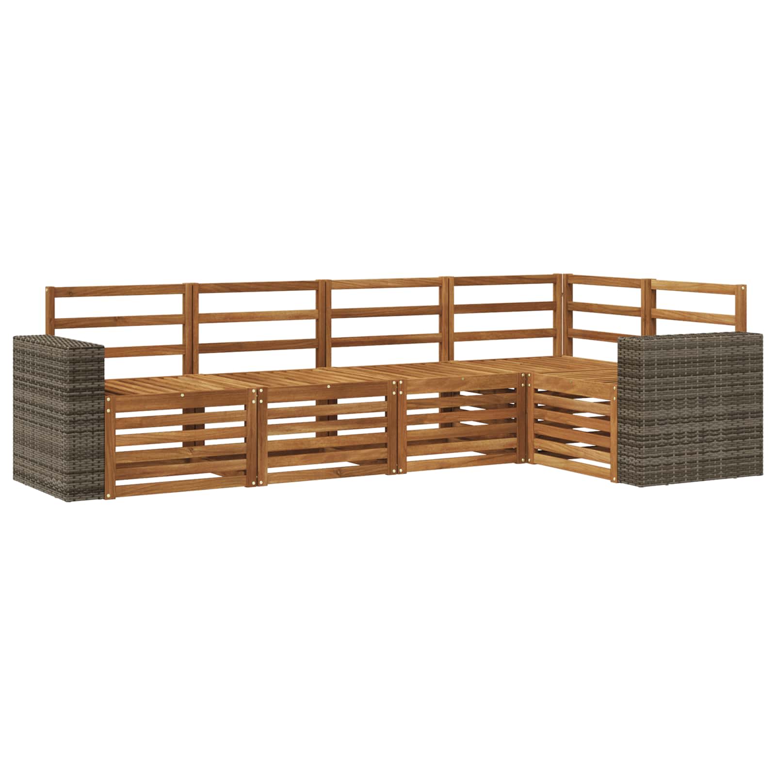 Ensemble de canapé d'angle 5 pcs Naturel Bois d'Acacia Massif - XIOS