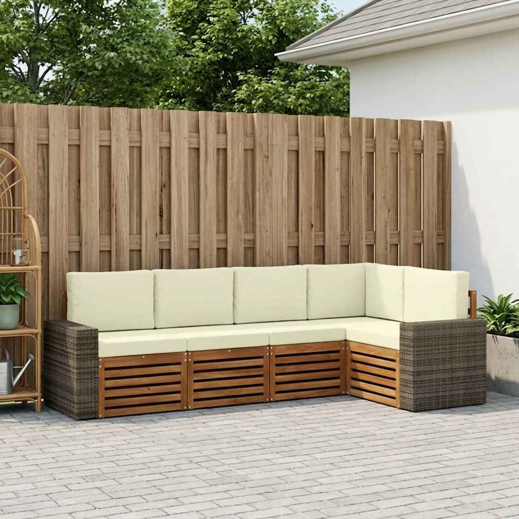 Ensemble de canapé d'angle avec coussin 5 pcs Naturel et Crème - XIOS
