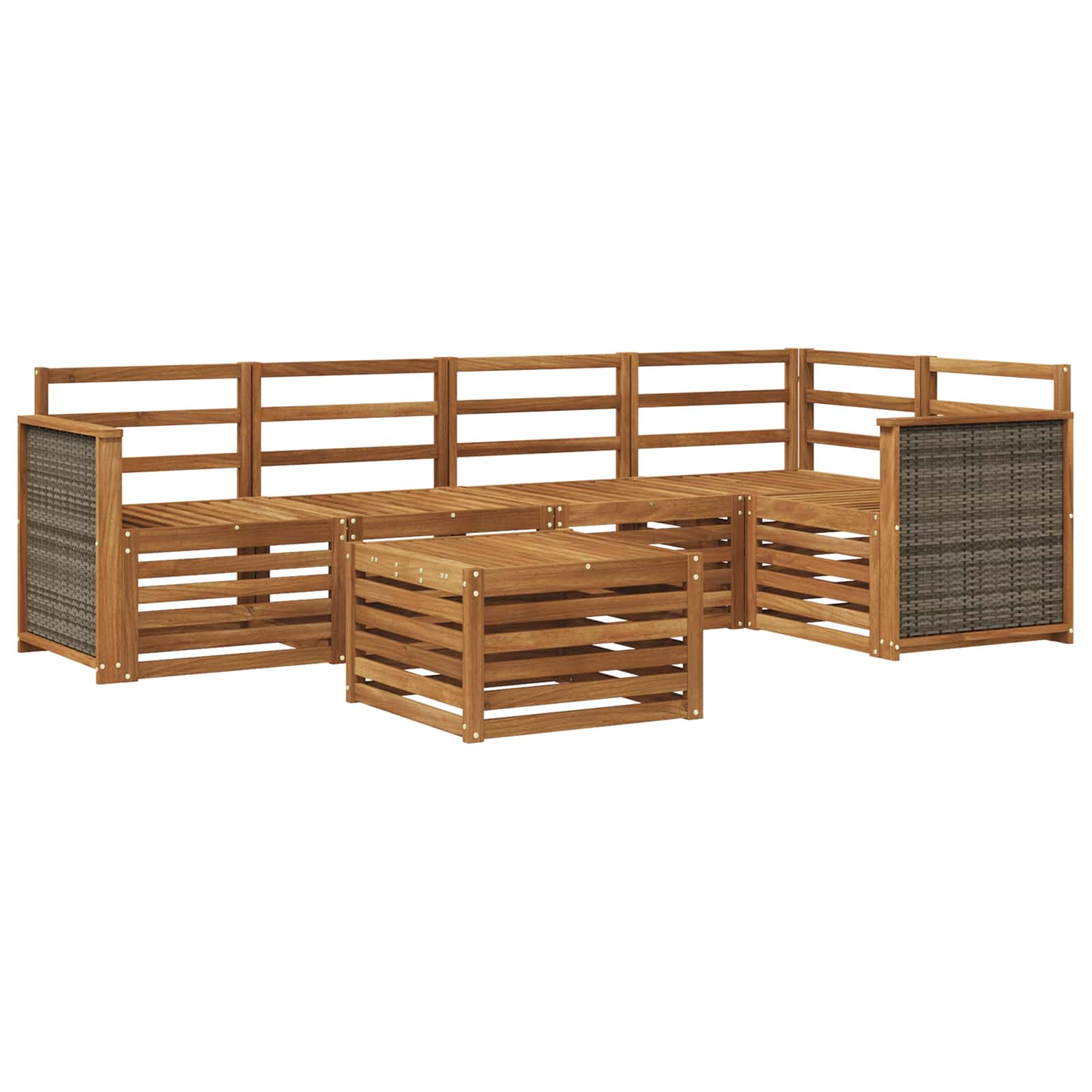 Ensemble de canapé d'angle 5 pcs Naturel Bois d'Acacia Massif - XIOS