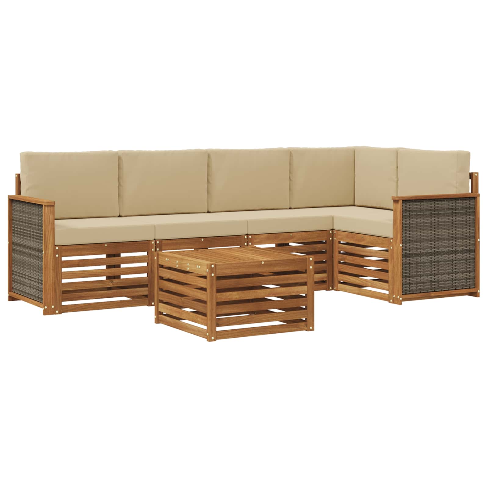 Ensemble de canapé d'angle avec coussin 5 pcs Naturel - XIOS