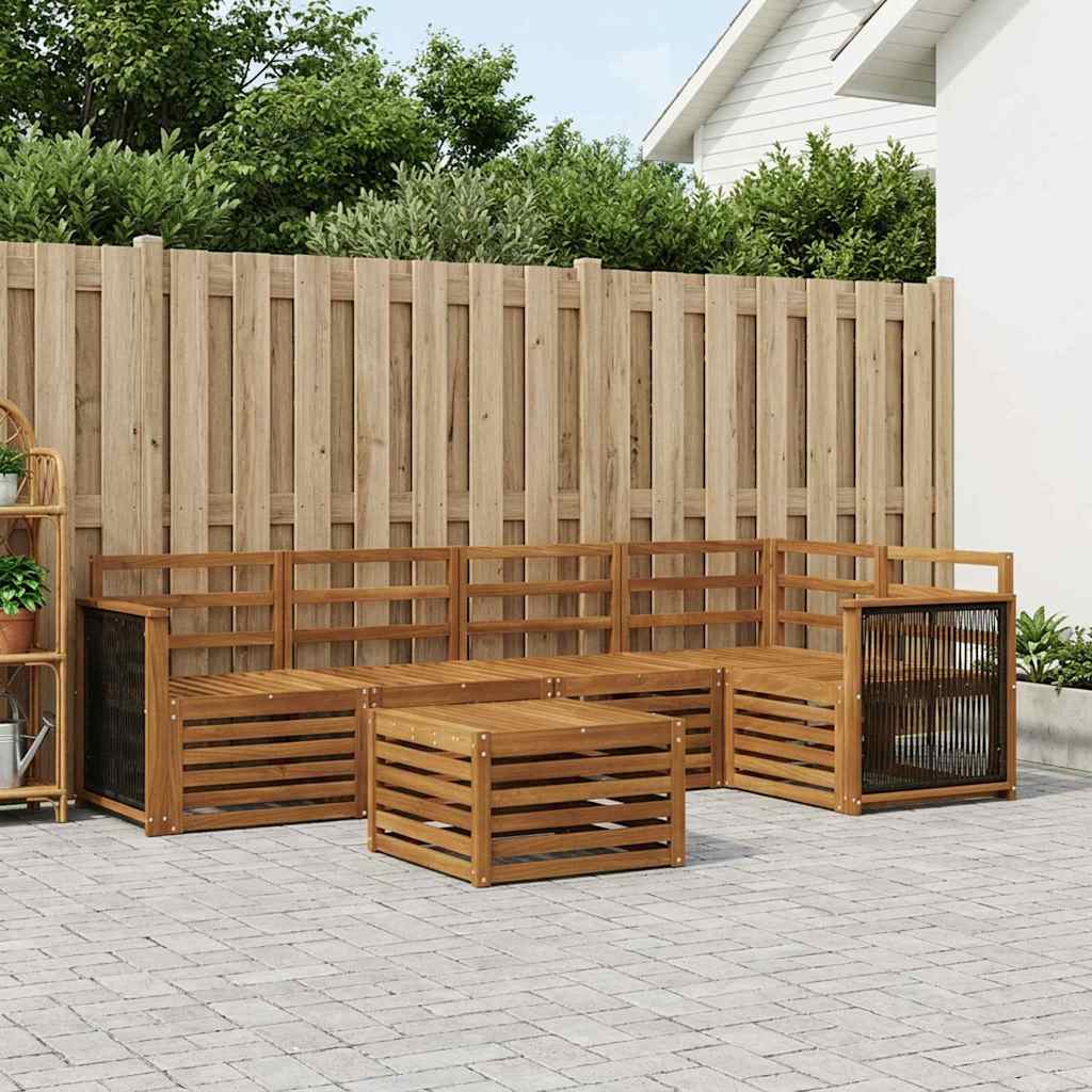 Ensemble de canapé d'angle 5 pcs Naturel Bois d'Acacia Massif - XIOS
