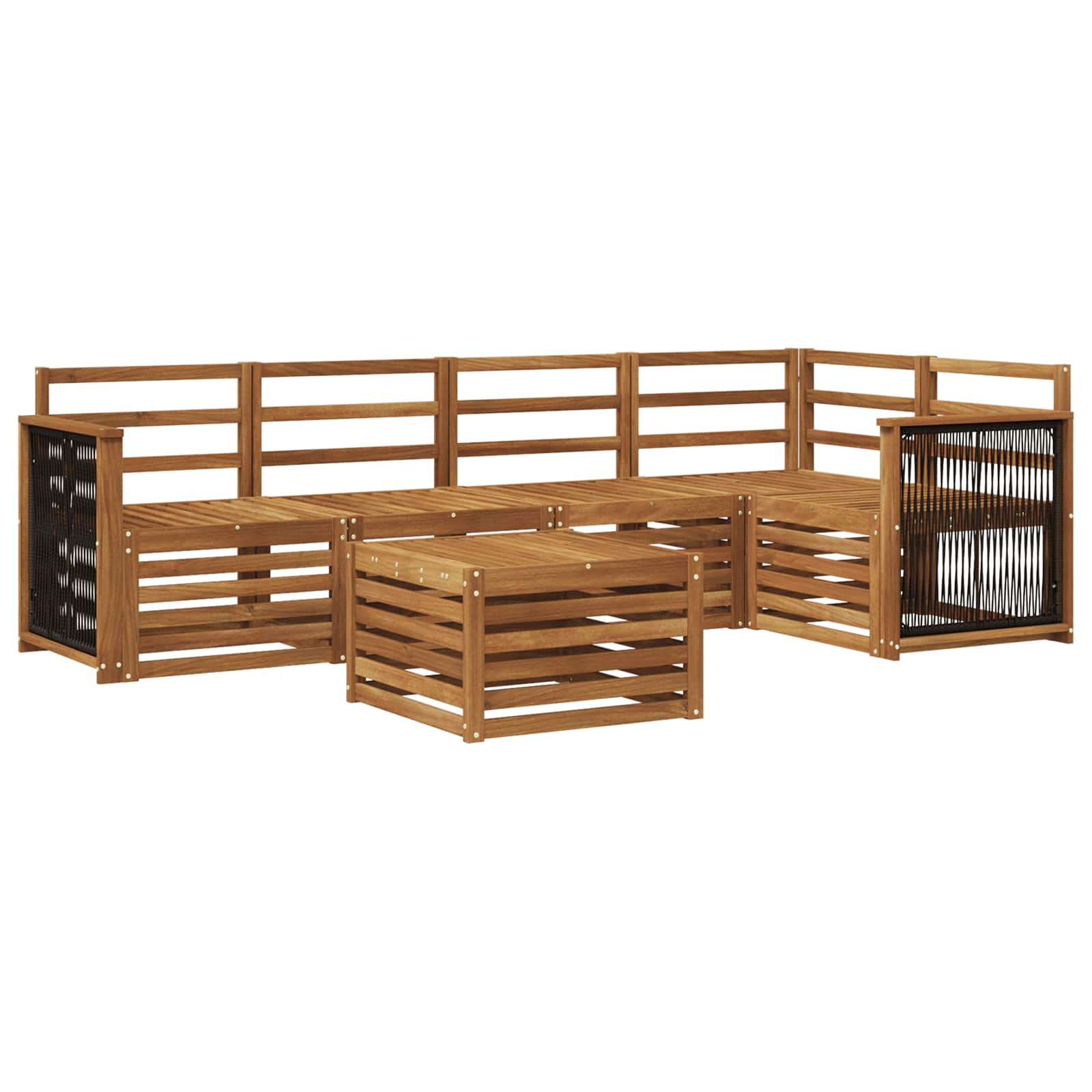 Ensemble de canapé d'angle 5 pcs Naturel Bois d'Acacia Massif - XIOS