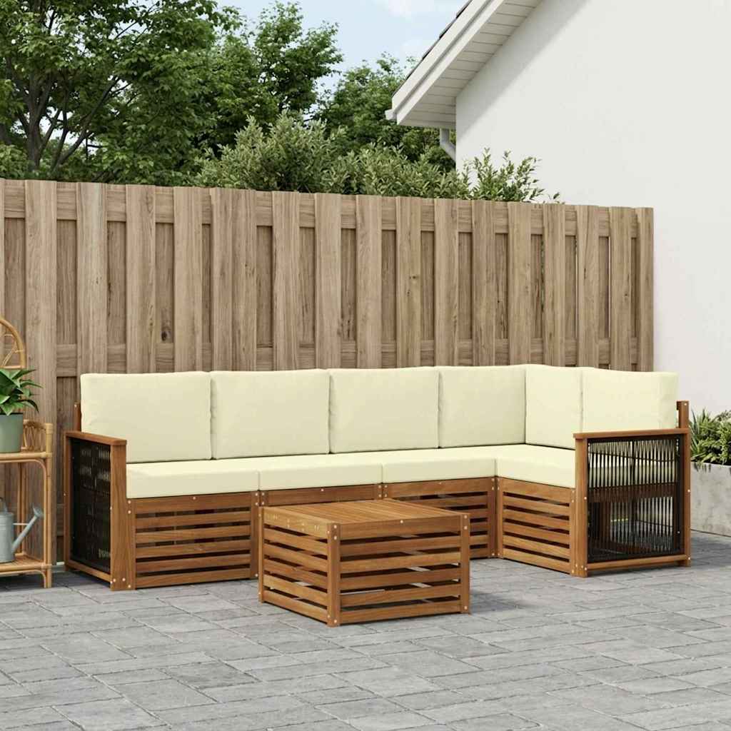 Ensemble de canapé d'angle avec coussin 5 pcs Naturel et Crème - XIOS