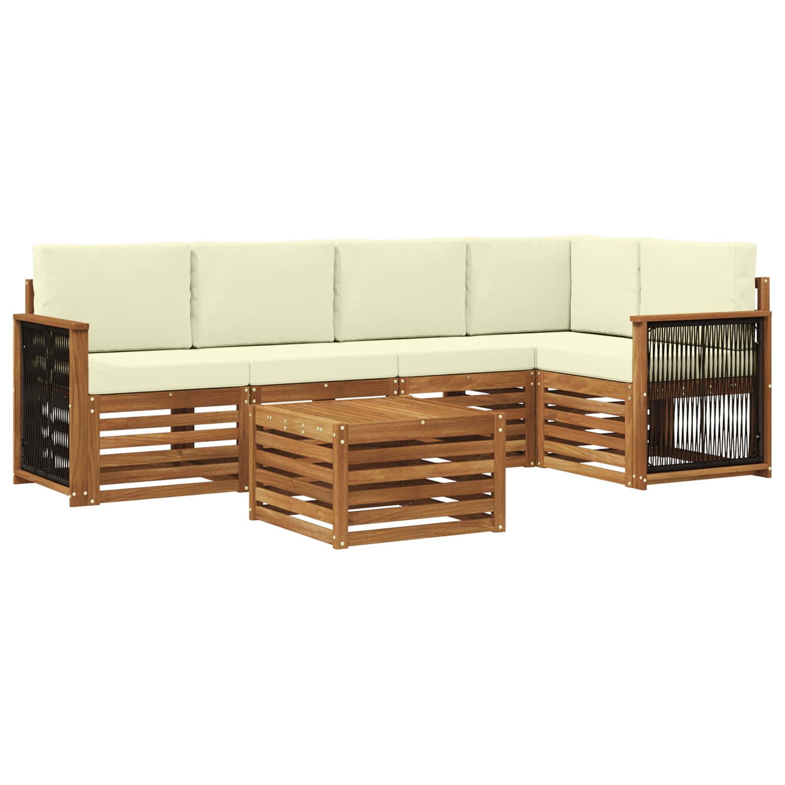 Ensemble de canapé d'angle avec coussin 5 pcs Naturel et Crème - XIOS