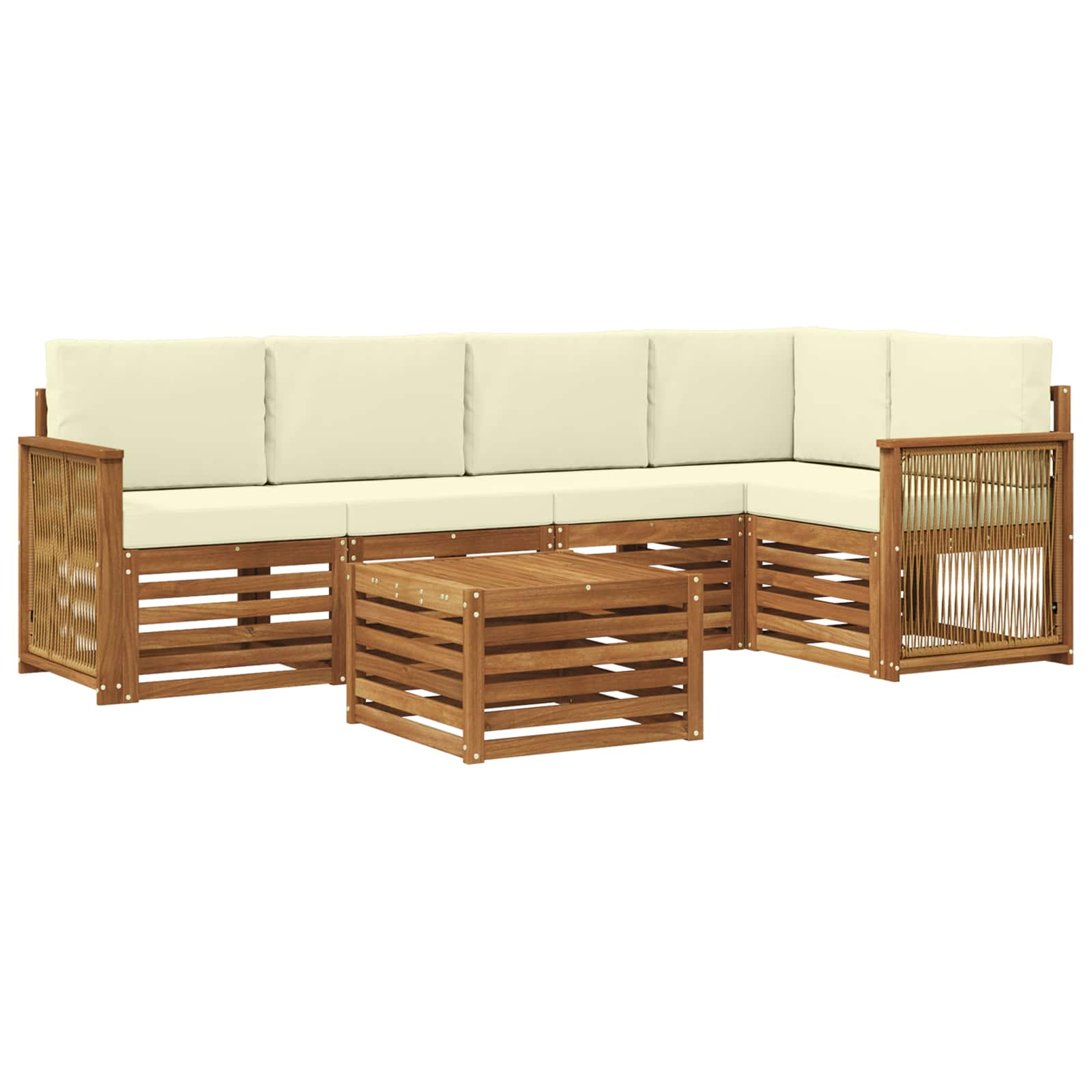 Ensemble de canapé d'angle avec coussin 5 pcs Naturel et Crème - XIOS