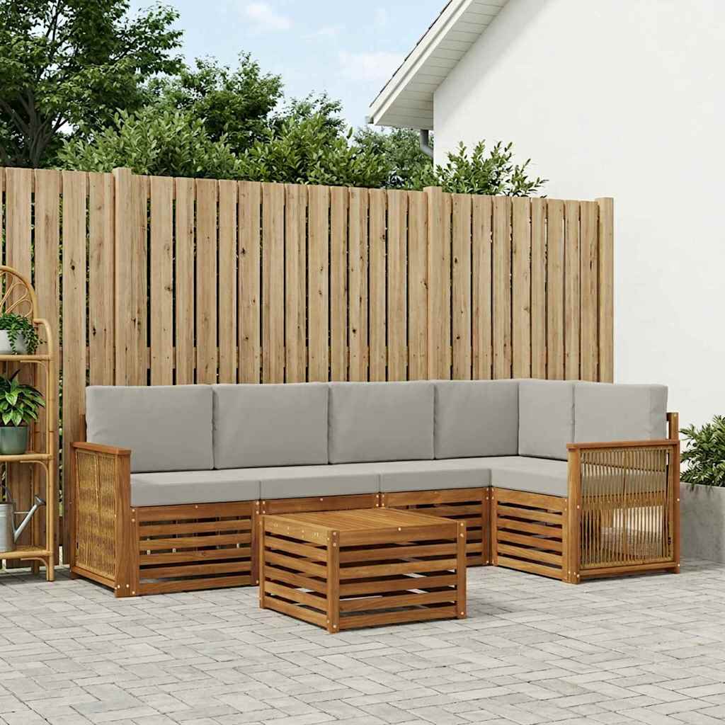 Ensemble de canapé d'angle 5 pcs Naturel et gris clair - XIOS