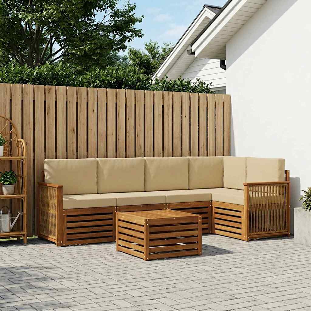 Ensemble de canapé d'angle avec coussin 5 pcs Naturel - XIOS