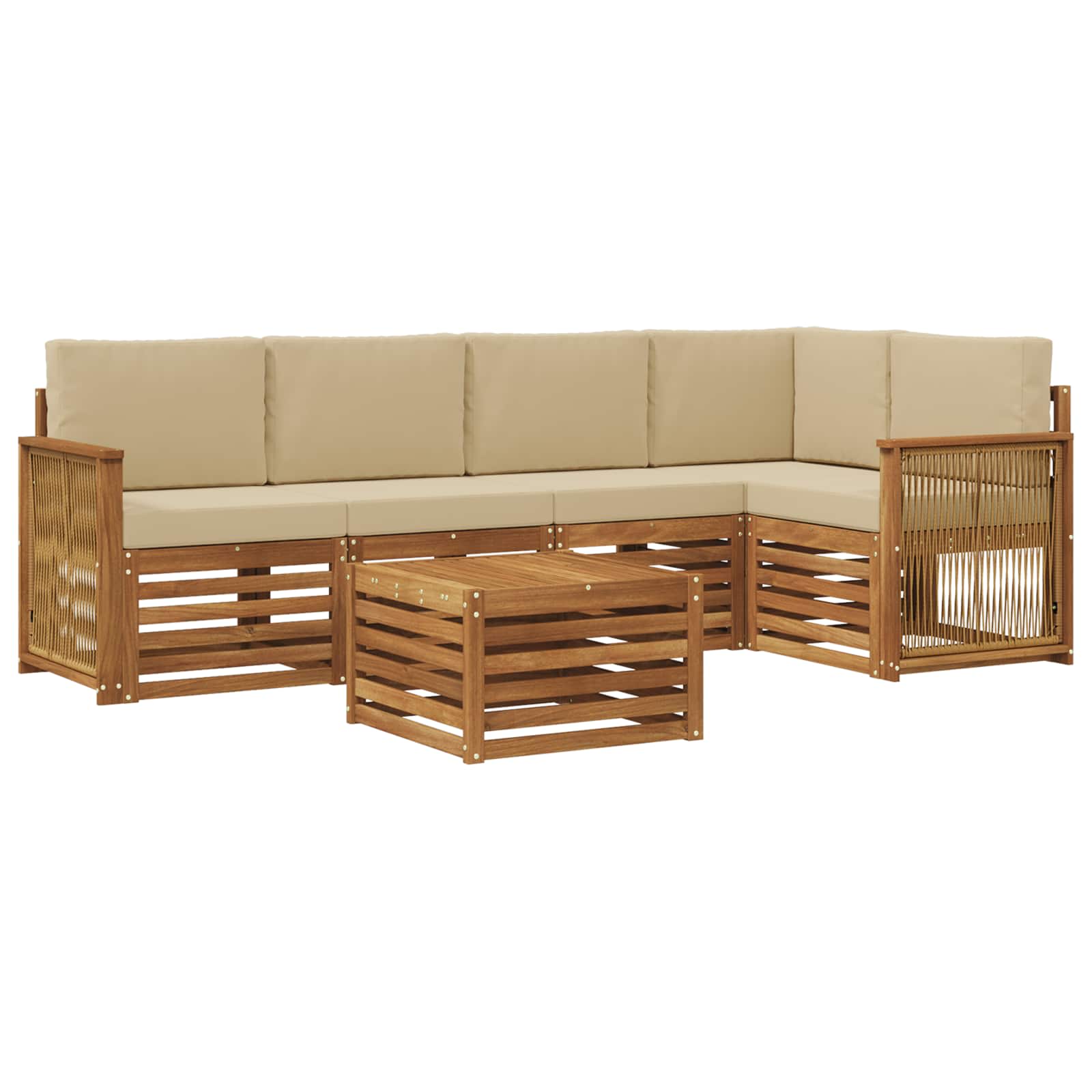 Ensemble de canapé d'angle avec coussin 5 pcs Naturel - XIOS