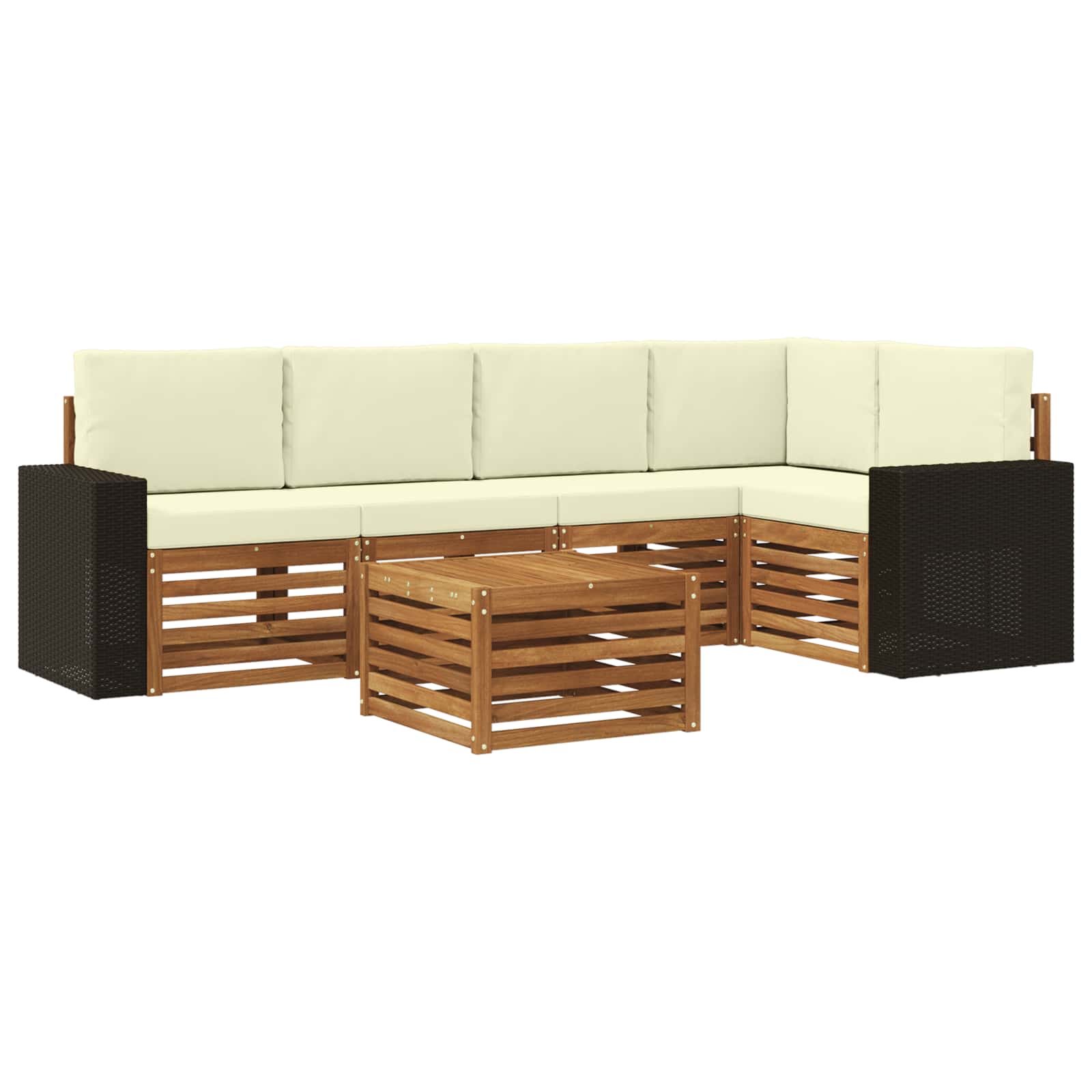 Ensemble de canapé d'angle avec coussin 6 pcs Naturel et Crème - XIOS
