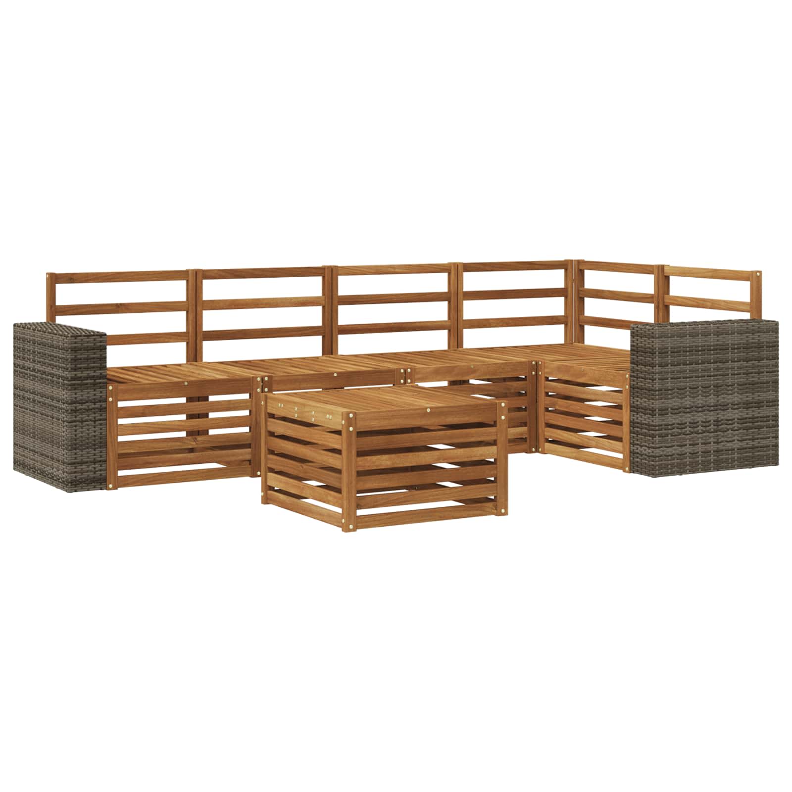 Ensemble de canapé d'angle 6 pcs Naturel Bois d'Acacia Massif - XIOS
