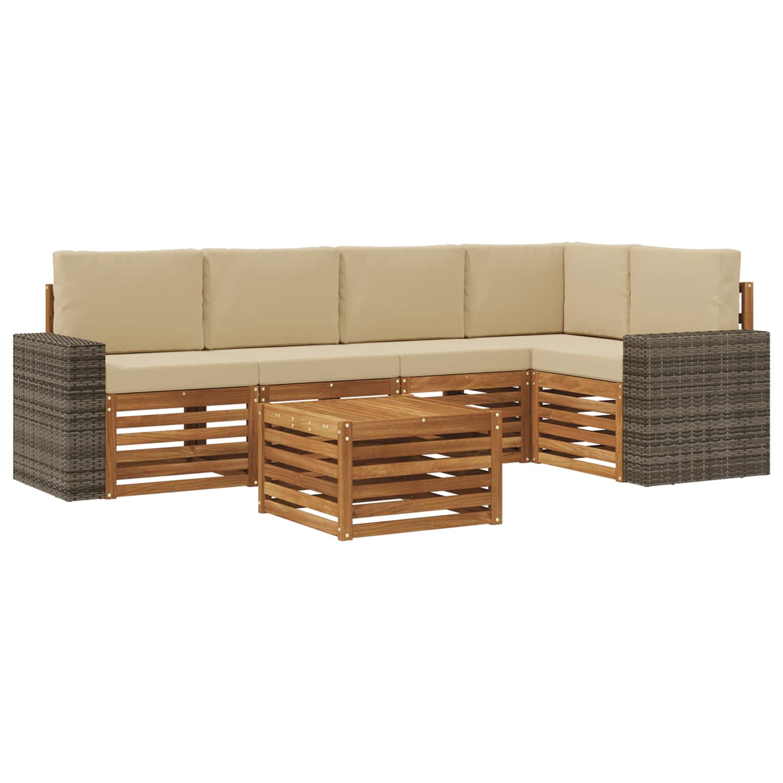 Ensemble de canapé d'angle avec coussin 6 pcs Naturel et Beige - XIOS