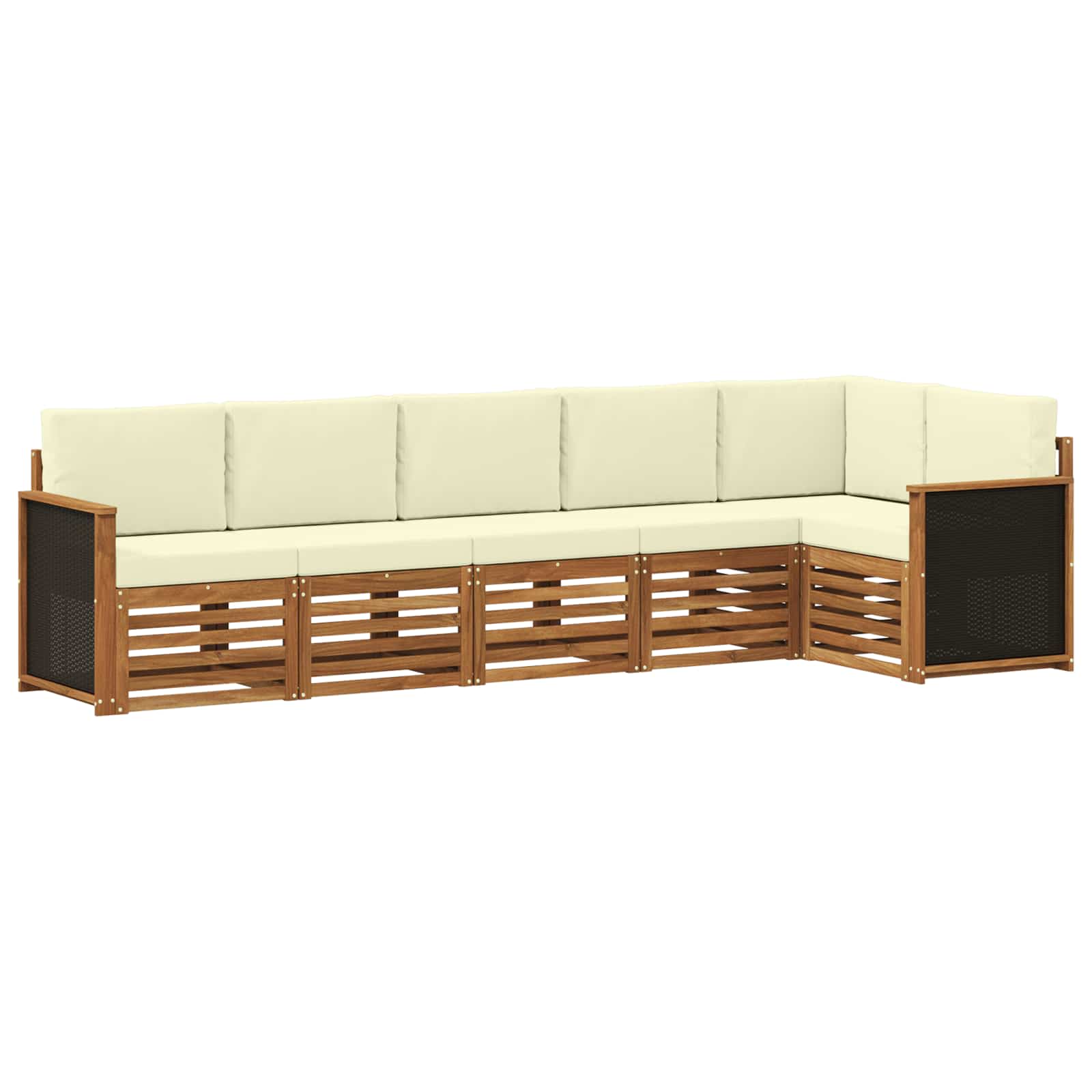 Ensemble de canapé d'angle avec coussin 5 pcs Naturel et Crème - XIOS