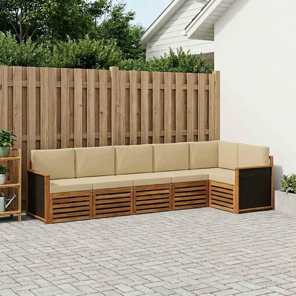 Ensemble de canapé d'angle avec coussin 5 pcs Naturel - XIOS