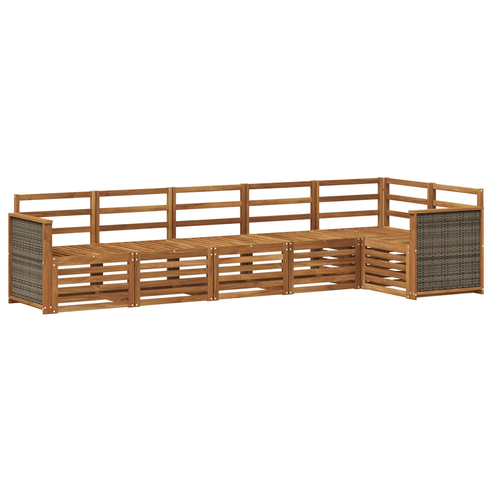 Ensemble de canapé d'angle 5 pcs Naturel Bois d'Acacia Massif - XIOS