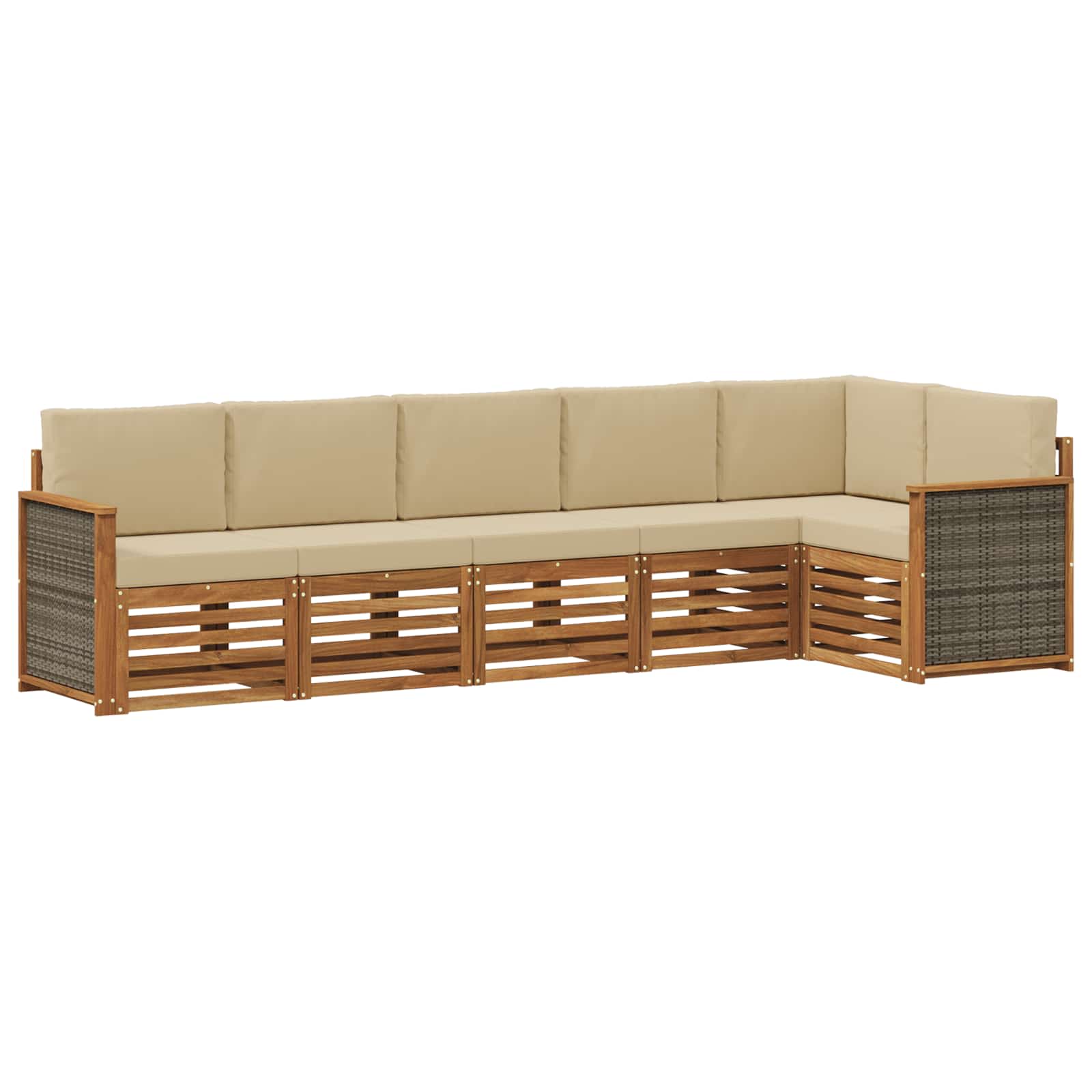 Ensemble de canapé d'angle avec coussin 5 pcs Naturel - XIOS