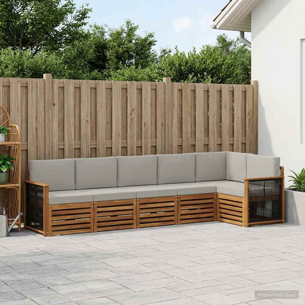 Ensemble de canapé d'angle 5 pcs Naturel et gris clair - XIOS