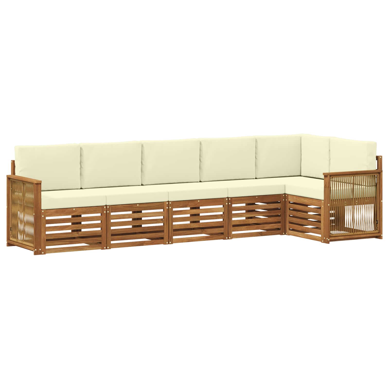 Ensemble de canapé d'angle avec coussin 5 pcs Naturel et Crème - XIOS
