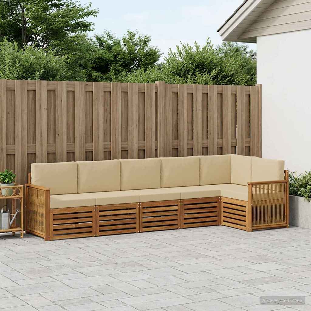 Ensemble de canapé d'angle avec coussin 5 pcs Naturel - XIOS