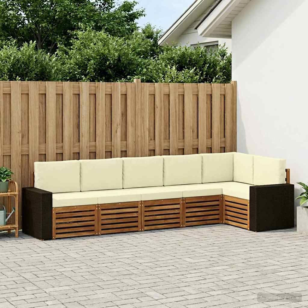 Ensemble de canapé d'angle avec coussin 6 pcs Naturel et Crème - XIOS