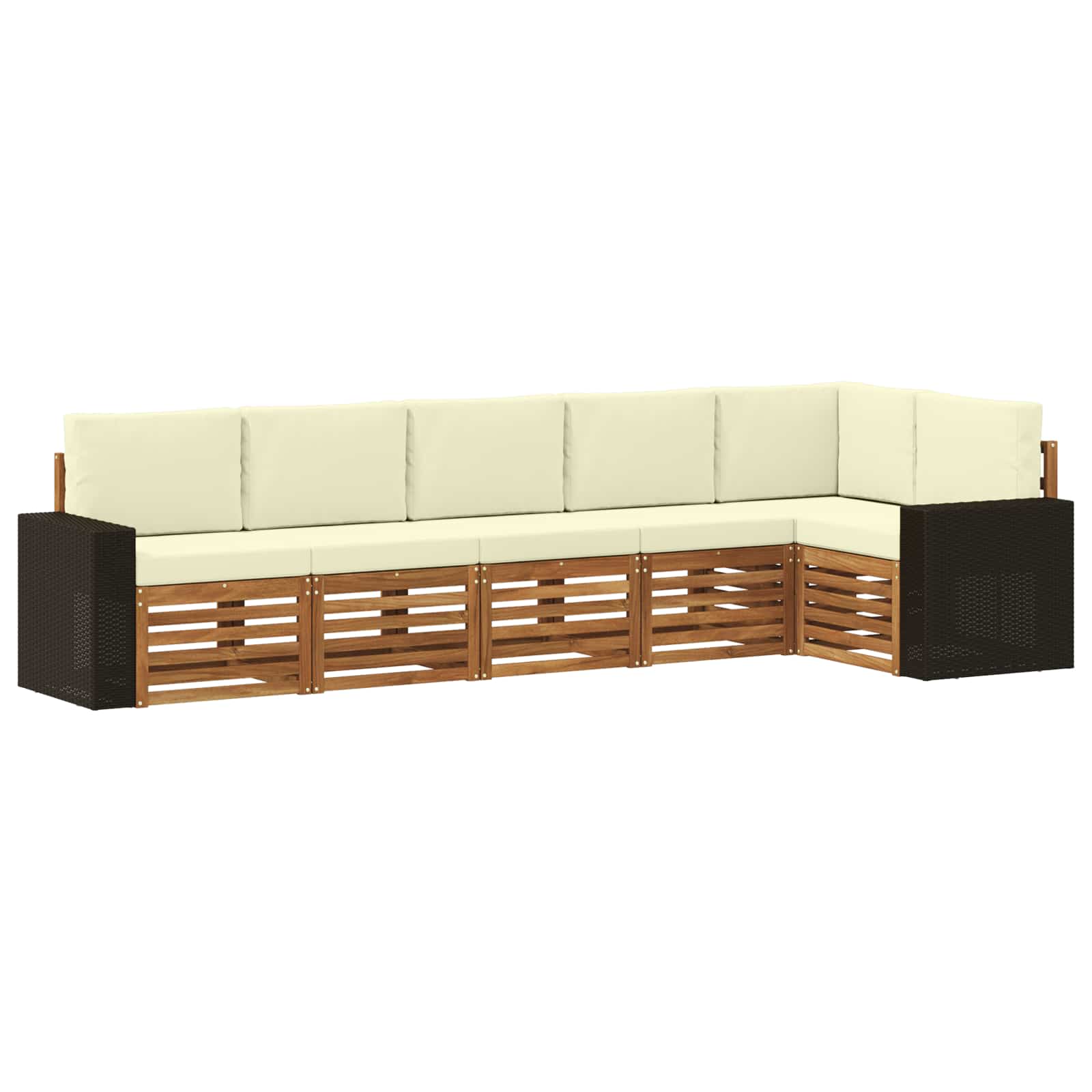 Ensemble de canapé d'angle avec coussin 6 pcs Naturel et Crème - XIOS