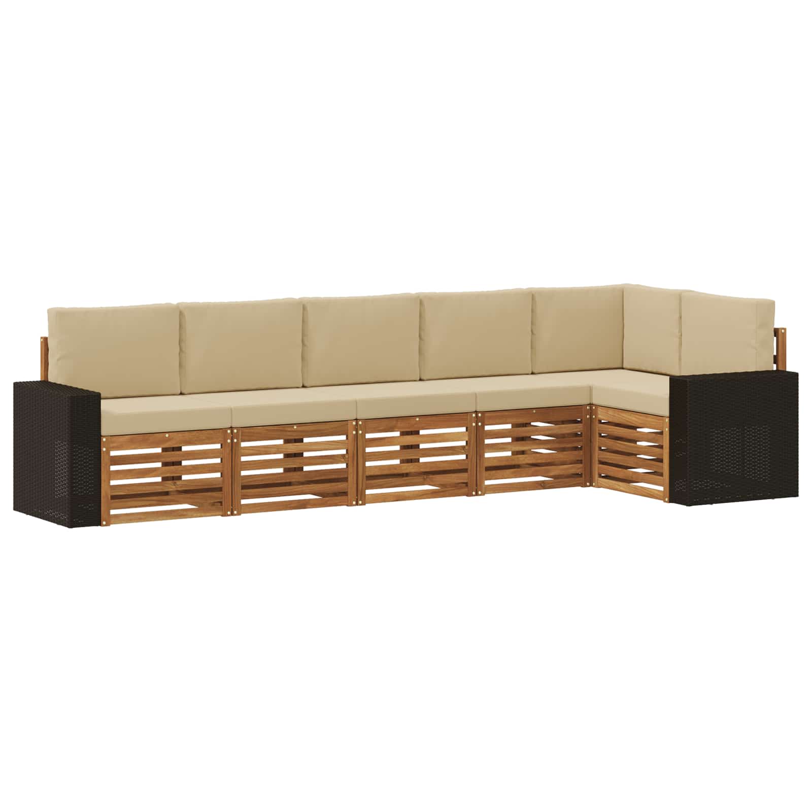 Ensemble de canapé d'angle avec coussin 6 pcs Naturel et Beige - XIOS