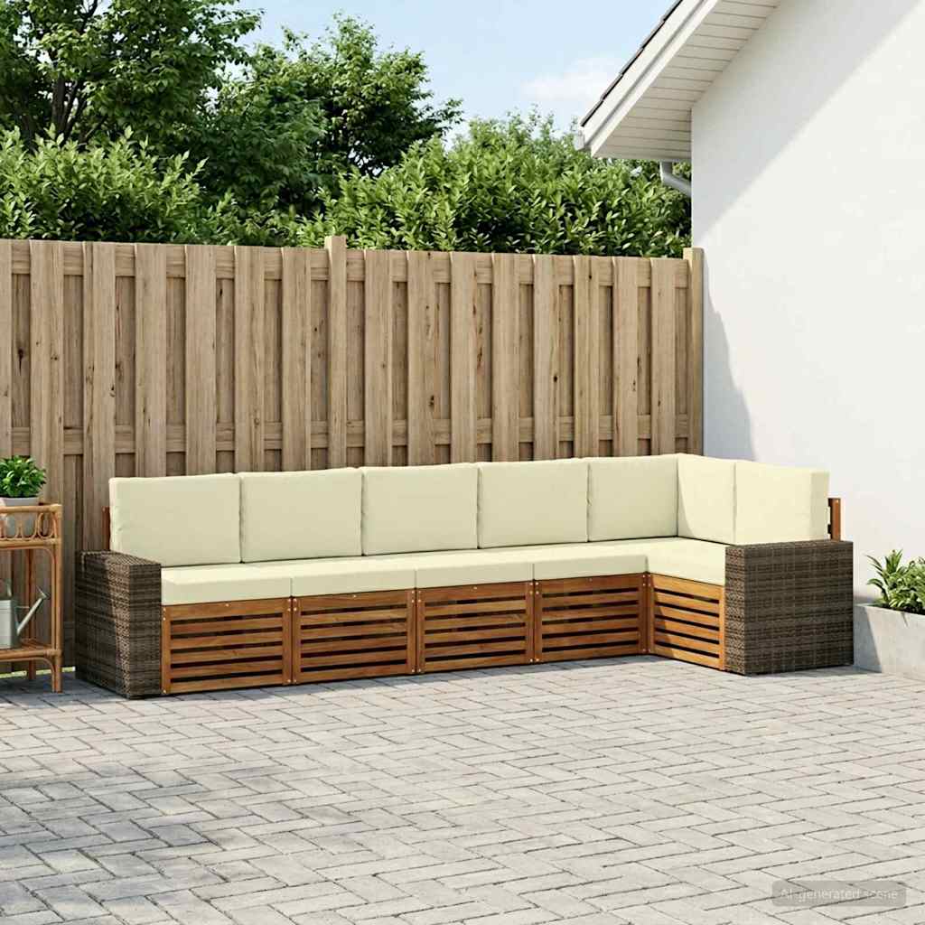 Ensemble de canapé d'angle avec coussin 6 pcs Naturel et Crème - XIOS