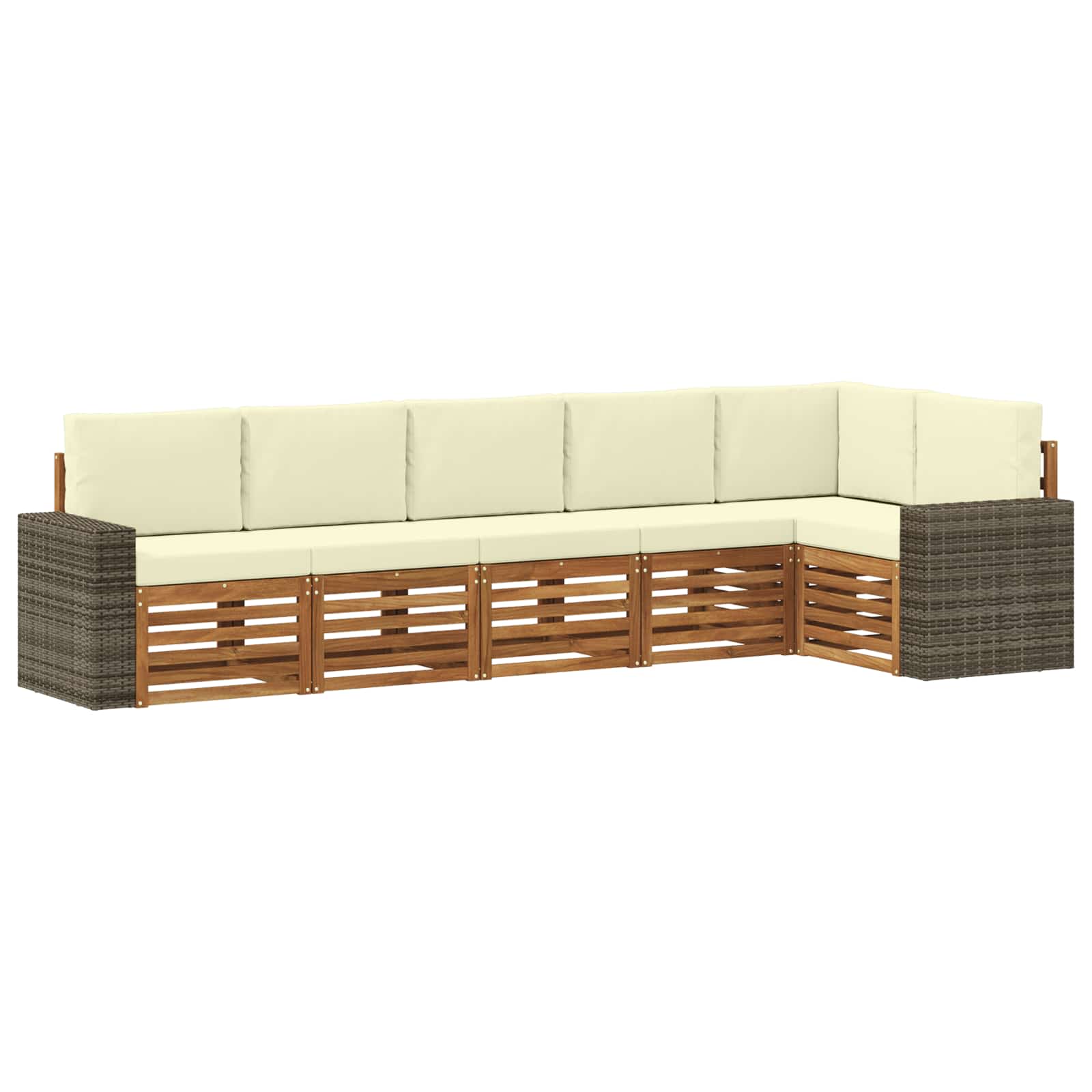 Ensemble de canapé d'angle avec coussin 6 pcs Naturel et Crème - XIOS