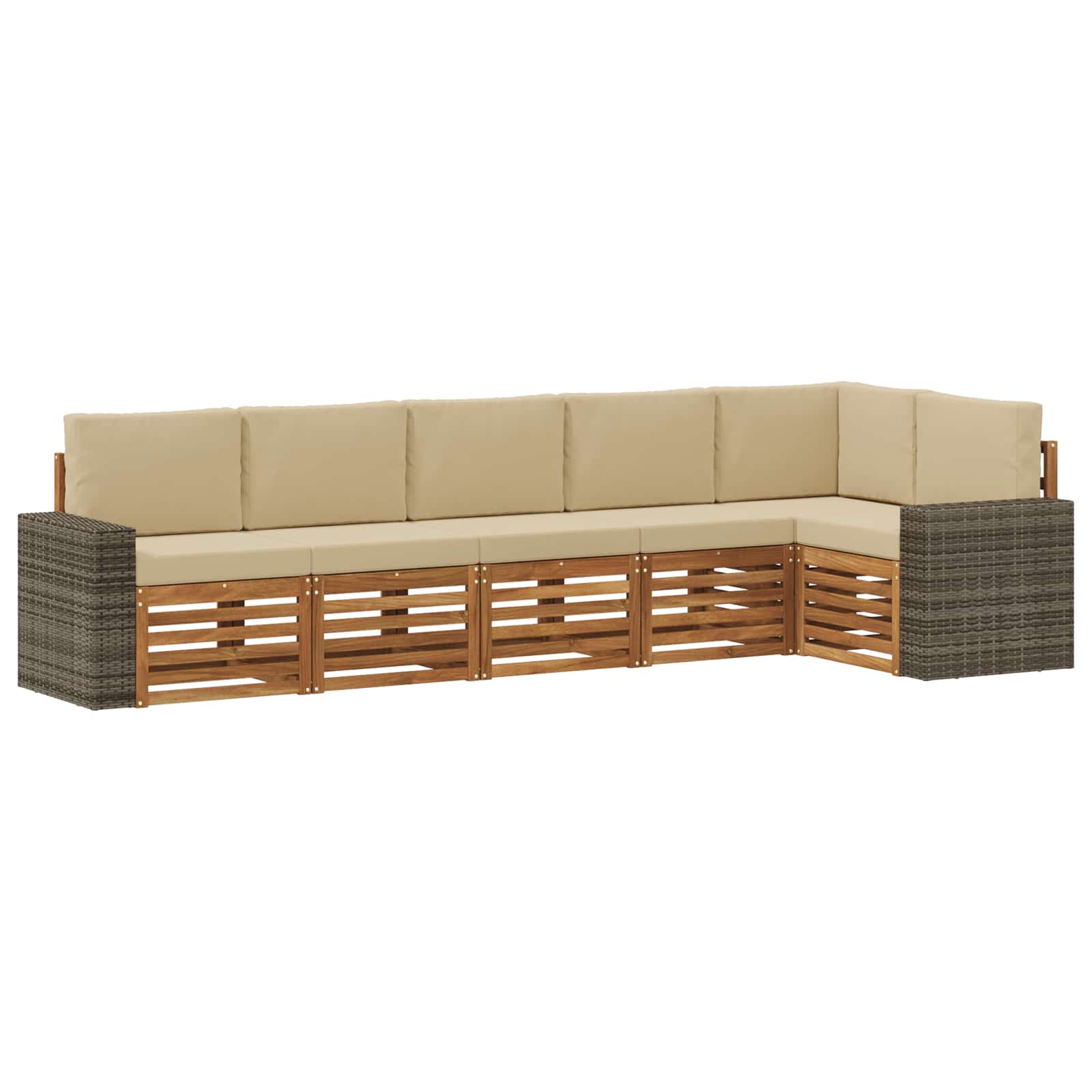 Ensemble de canapé d'angle avec coussin 6 pcs Naturel et Beige - XIOS