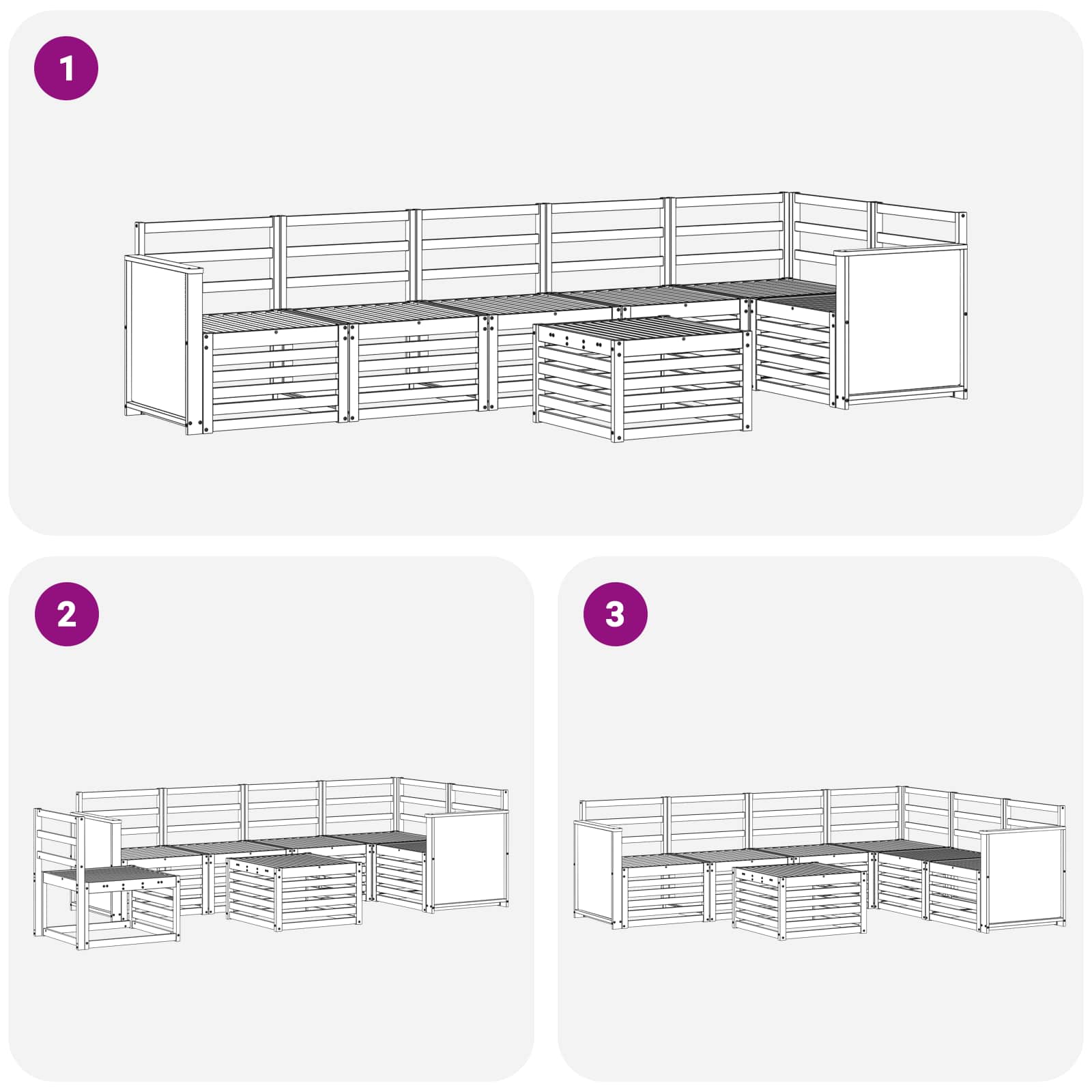 Ensemble de canapé d'angle 6 pcs Naturel Bois d'Acacia Massif - XIOS