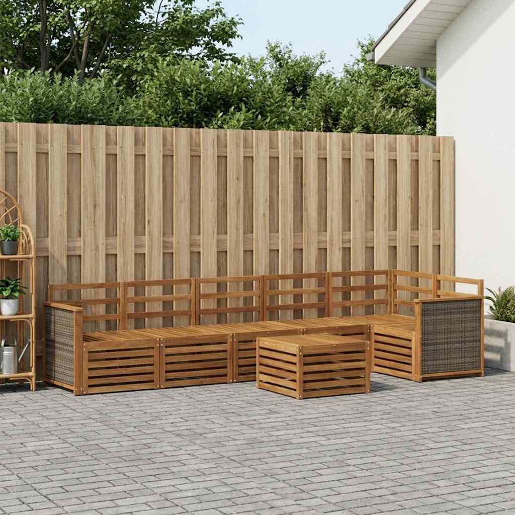 Ensemble de canapé d'angle 6 pcs Naturel Bois d'Acacia Massif - XIOS