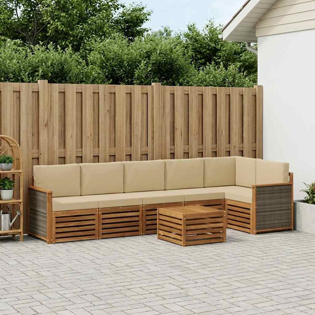 Ensemble de canapé d'angle avec coussin 6 pcs Naturel - XIOS