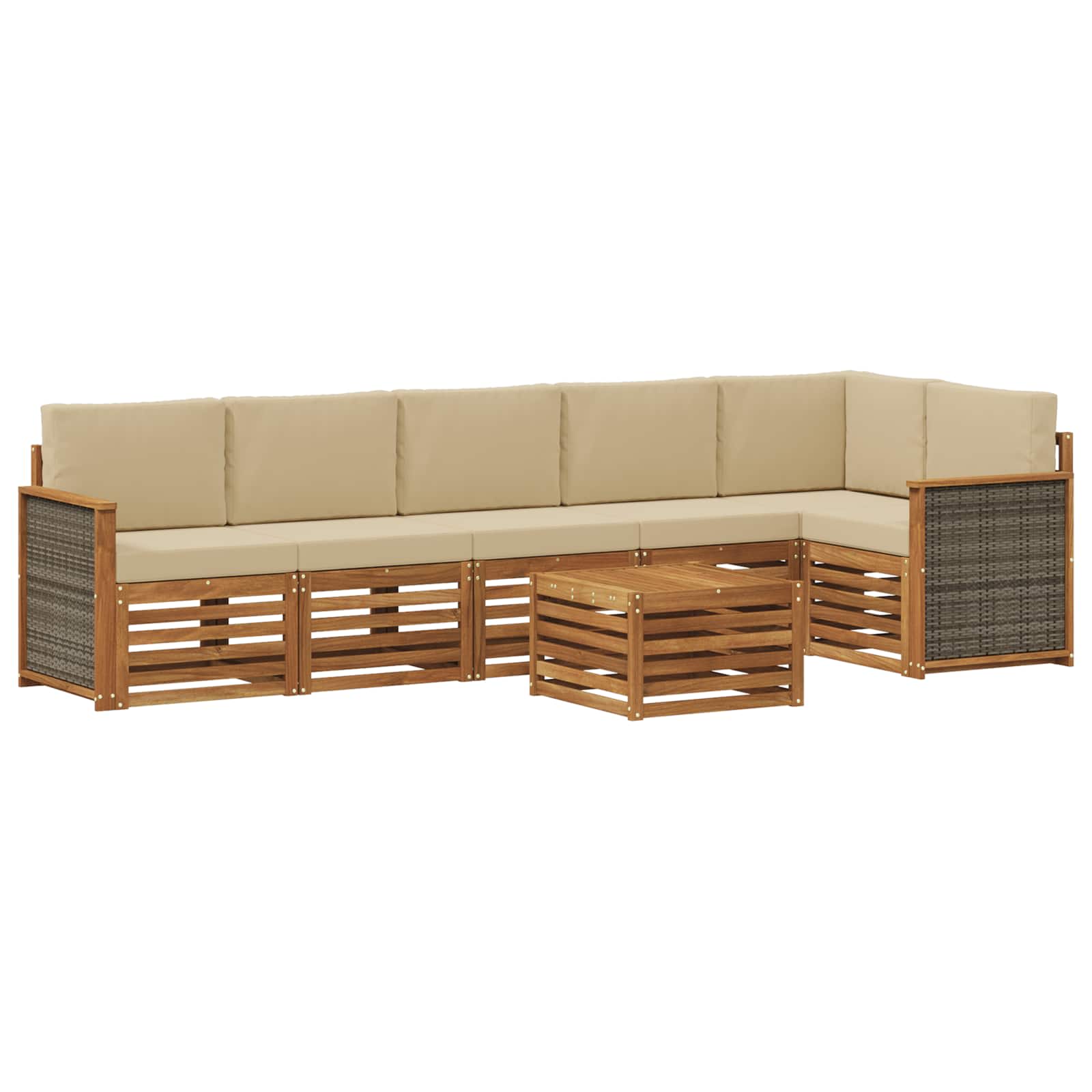 Ensemble de canapé d'angle avec coussin 6 pcs Naturel - XIOS