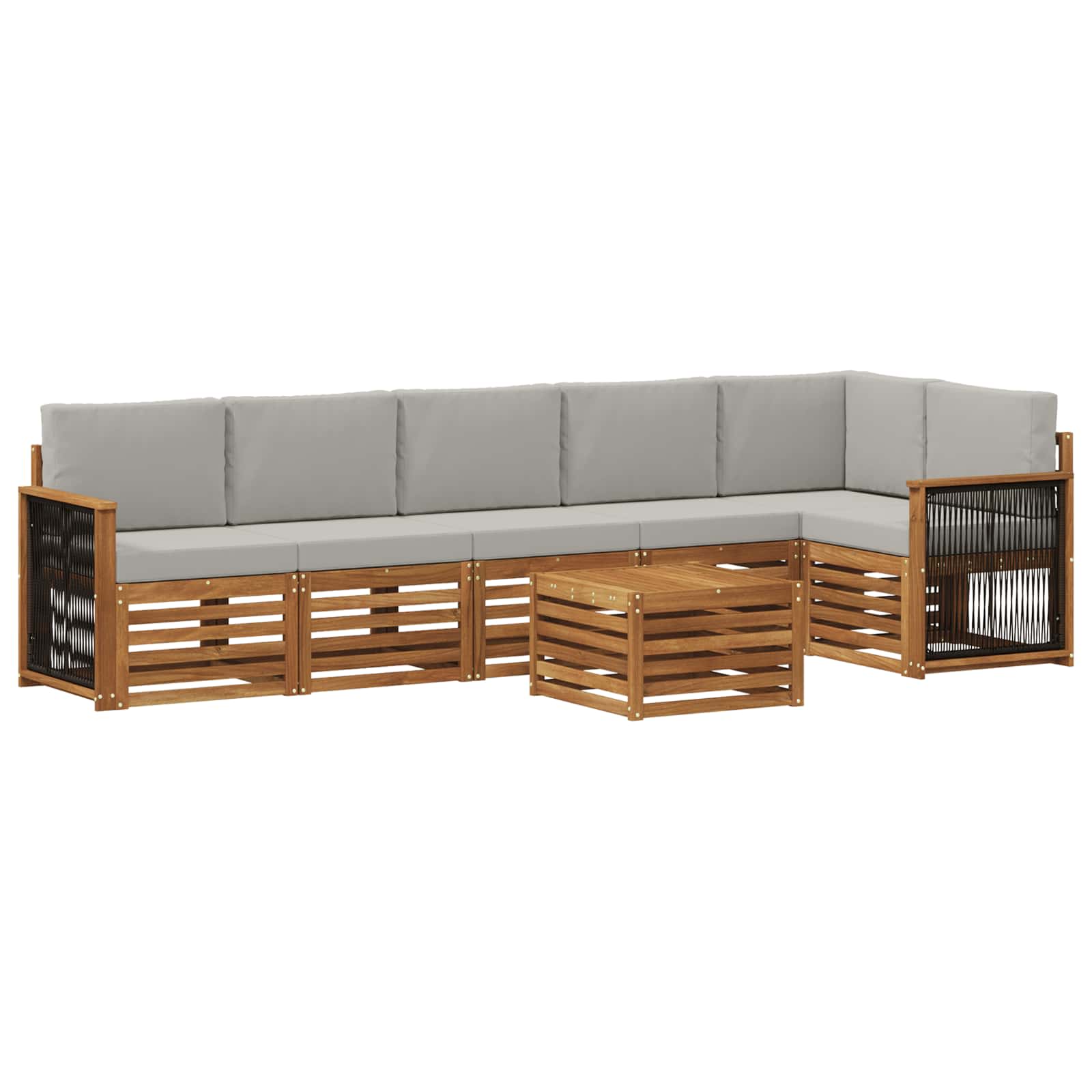 Ensemble de canapé d'angle 6 pcs Naturel et gris clair