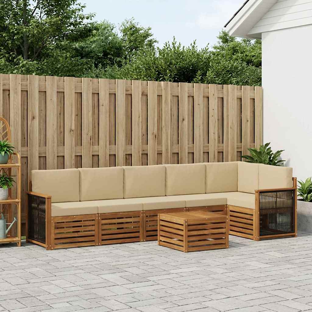 Ensemble de canapé d'angle avec coussin 6 pcs Naturel - XIOS