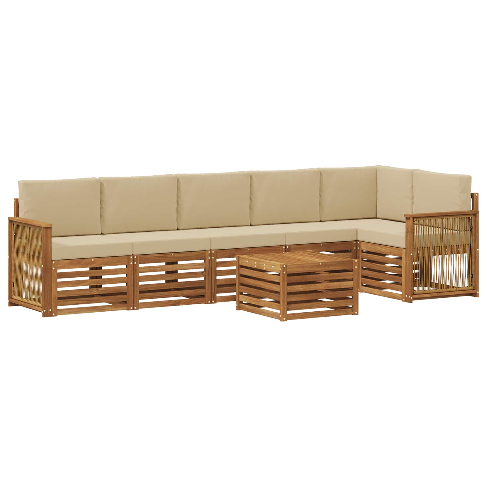 Ensemble de canapé d'angle avec coussin 6 pcs Naturel - XIOS